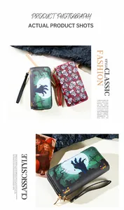 Lange Halloween Geldbörse mit Zombie Hand und Totenkopf Print und Reißverschluss