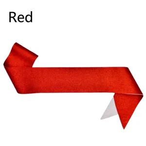 Red glitter blank sash for parties and pageants, plain shiny ceremonial ribbon sash