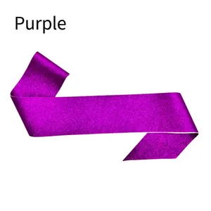 Close-up of a vibrant purple glitter blank sash for party celebrations and award ceremonies.