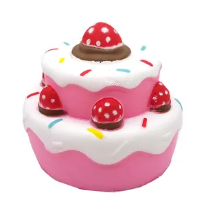 Soft and cute double-layered strawberry cake squishy toy with slow rebound feature