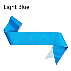 Detail view of a light blue glitter blank party sash for awards and celebrations