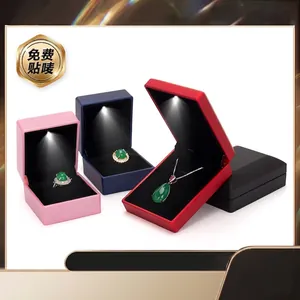 Elegant LED lighted jewelry gift boxes for rings and necklaces in multiple colors
