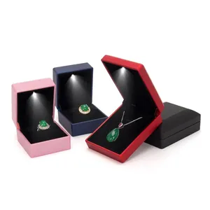 Elegant LED lighted jewelry gift boxes for rings and necklaces in multiple colors