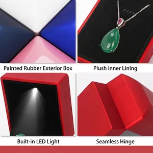 Premium LED jewelry box with plush lining for rings and necklaces