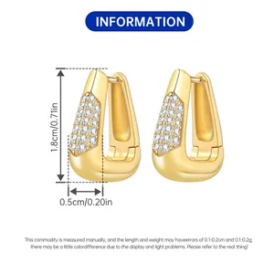 Detailed size measurement of 18K gold plated hoop earrings with stones