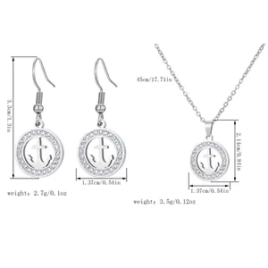 Detailed dimensions and weight for this stylish silver anchor rhinestone jewelry set.