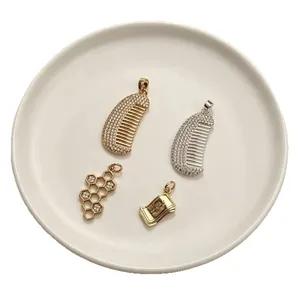 Gold plated CZ pendants set with comb honeycomb and dollar designs for DIY jewelry