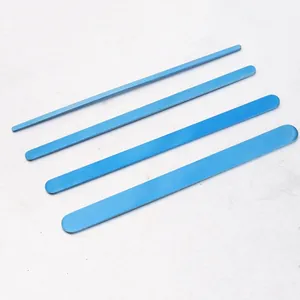 Blue coated stainless steel DIY bracelet blank strips in four distinct widths