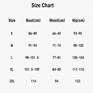 Detailed size chart for women's ruffle one-piece bikini swimsuit with S-2XL measurements