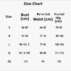 Detailed size chart for women's ruffle one-piece bikini swimsuit with S-2XL measurements
