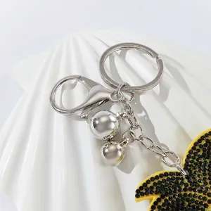 Adorable rhinestone pineapple leather keychain charm for women's bag decoration