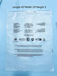 Professional frosted zipper packaging bag for long sleeve shirt set, size 43x33x5cm