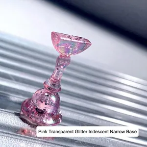 Pink glitter iridescent aurora chess nail display base stand
