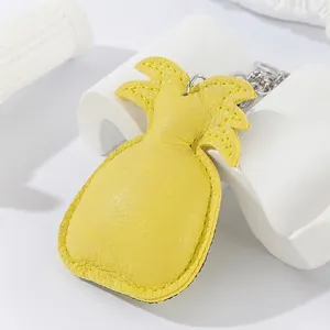 Cute yellow leather pineapple keychain and bag pendant accessory for women and girls