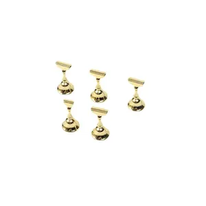 Set of 5 premium gold magnetic nail art display stands for press-on nails display.