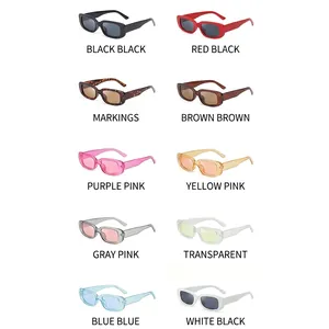 Retro rectangular sunglasses for men and women with UV protection in multiple colors