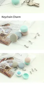 Detailed view of macaron-shaped screen cleaner showing the interior microfiber pad
