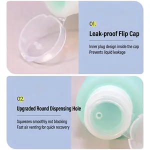 200ml travel silicone dispensing bottle with leak-proof flip cap and round hole.