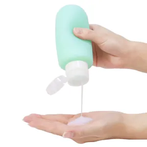 Portable 200ml mint green silicone travel squeeze bottle for lotion and shampoo