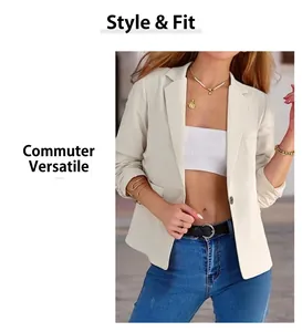 Close-up detail of a white slim-fit blazer with stylish 3/4 length ruched sleeves