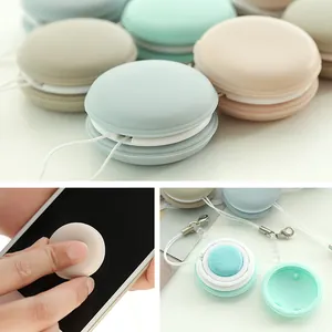 Macaron-shaped phone screen cleaner set with integrated microfiber cleaning sponge