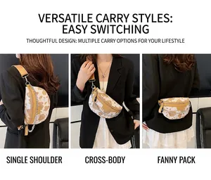Sac de poitrine polyvalent motif vache : porté épaule, croisé ou banane.