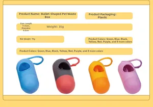 Portable bullet-shaped pet waste bag dispenser capsule in various bright colors