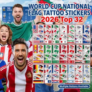 Detailed view of 2026 World Cup national flag temporary tattoo stickers for fans