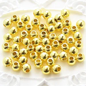 Polished Copper Round Spacer Beads Gold Plated Smooth Loose Beads For DIY Jewelry Making Handmade Bracelets Necklaces