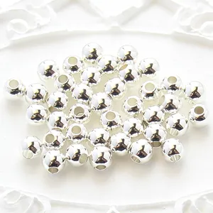 Shiny white gold finish 14K gold-filled round spacer beads for DIY handmade jewelry crafting