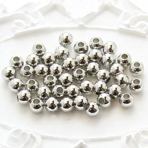 Smooth round metallic silver spacer beads for DIY jewelry making and handmade crafts