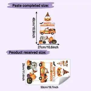 Halloween gnome pumpkin truck wall stickers with completed and received size dimensions