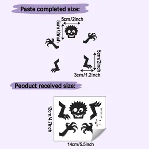 Halloween skeleton and claws wall stickers home decor with dimensions and layout guide