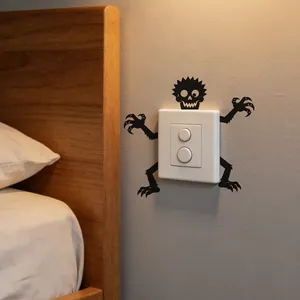 Spooky black monster Halloween light switch wall sticker decal for home bedroom decor