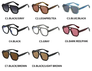 Detailed overview of various color options for double-bridge aviator sunglasses