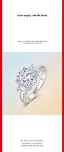 Elegant 925 sterling silver ring with sparkling oval moissanite and side baguettes.