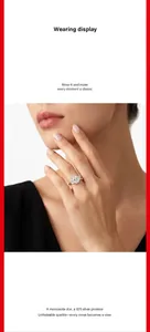 Close-up of elegant 925 sterling silver moissanite ring worn on a female hand