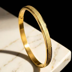 Titanium Steel Frosted Bangle Bracelet For Women Gold Silver Rose Gold Plated Minimalist Geometric Dome Cuff Bangle Non-fading Jewelry Gift