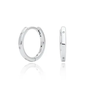 Elegant S925 sterling silver hoop earrings with sparkling white zircon stone accents