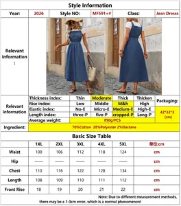 Detailed size guide and material specifications for women's denim plus size pinafore dress