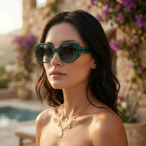 Oversized Geometric Sunglasses PC Frame AC Lens UV400 Protection Retro Fashion Eyewear For Men Women Outdoor