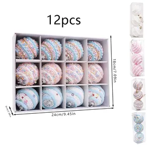 Macaron Color Christmas Ball Ornaments Foam Hanging Decorations For Christmas Tree Party Decor For Holiday Celebration