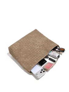 Hand-woven large capacity tote bag with matte finish and daily essentials