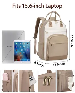 Detailed view of large capacity backpack showing 15.6 inch laptop compatibility