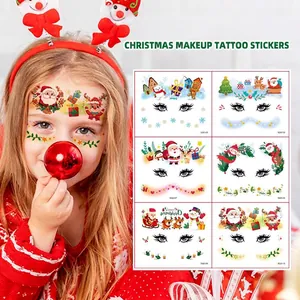 Set of 10 Christmas temporary face tattoo stickers for children in festive patterns