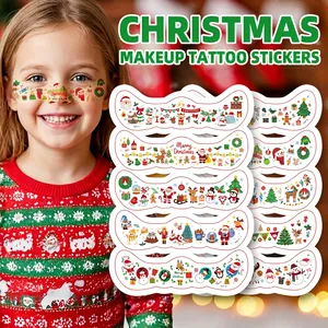 Waterproof Christmas temporary tattoo stickers with luminous cartoon designs for kids
