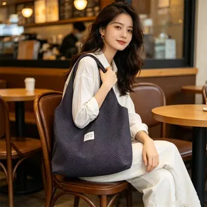 Stylish large capacity polka dot tote bag for women, perfect casual commuter shoulder bag