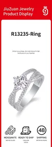 Detail of S925 silver moissanite ring featuring a multi-layered intertwined band