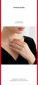 Detailed macro view of an elegant S925 silver moissanite ring worn on a model's hand