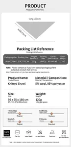 Detailed product information for autumn winter knitted triangle wool blend shawl